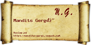 Mandits Gergő névjegykártya